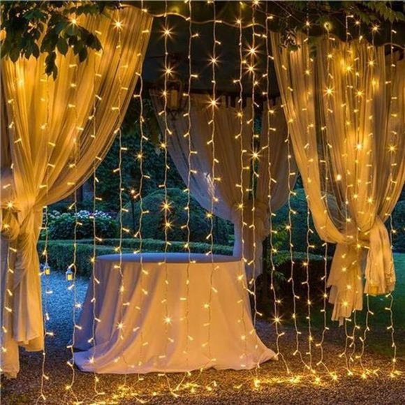 300 LED Curtain String Light 8 Lighting Modes Fairy Twinkle Lights Wedding Party - Picture 5 of 6